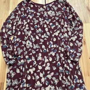 ASTR The Label Floral Mini Dress XL Burgundy Long Sleeve Shift Boho Dress